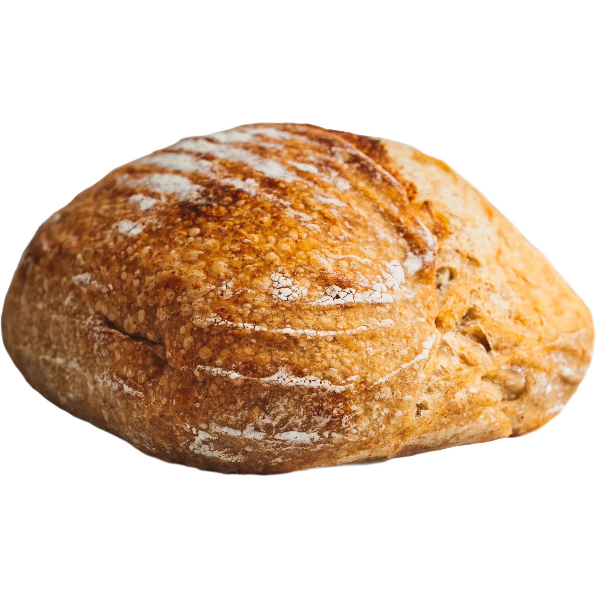 A rustic artisan sourdough boule with a golden crust