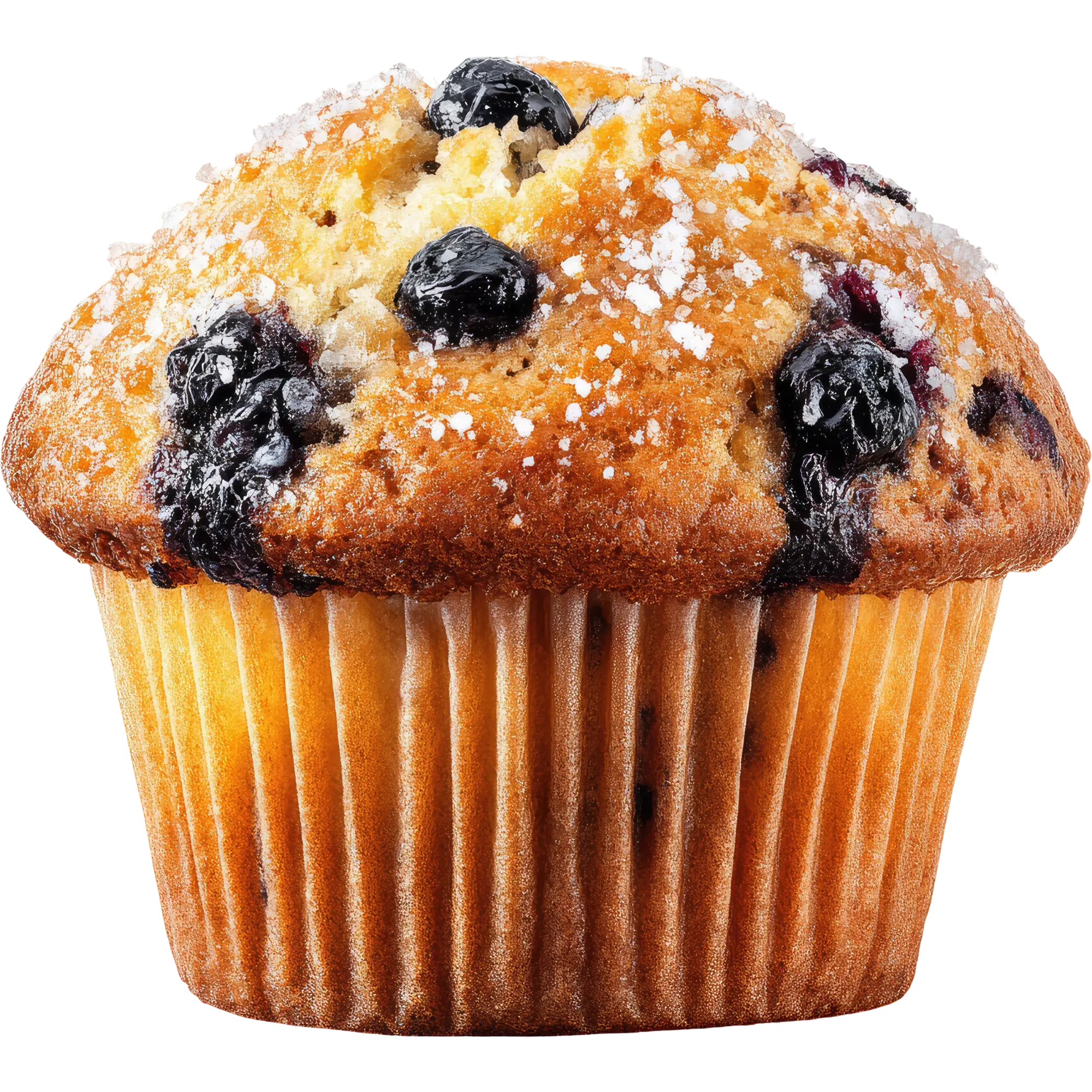 A blueberry muffin with sugar dusting
